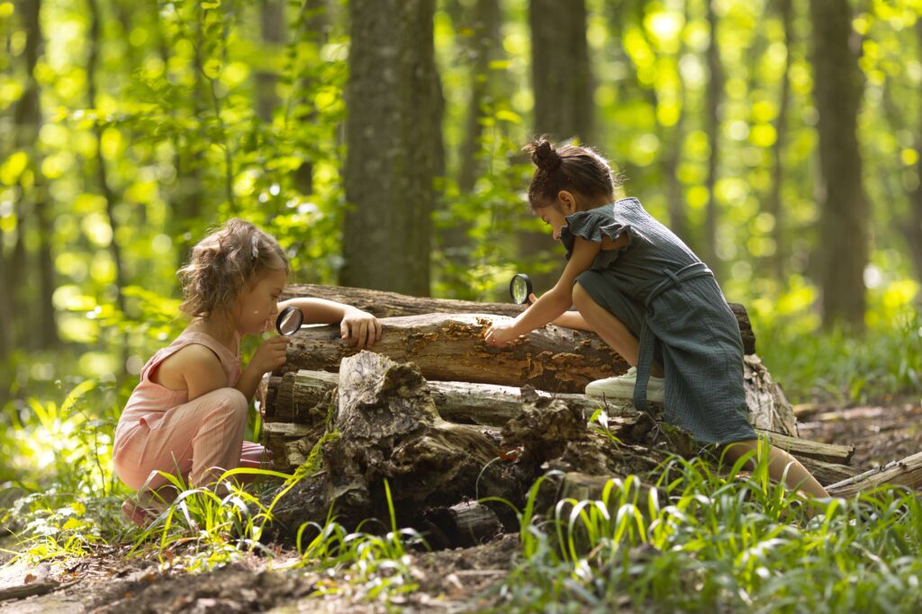 curious kids participating treasure hunt
